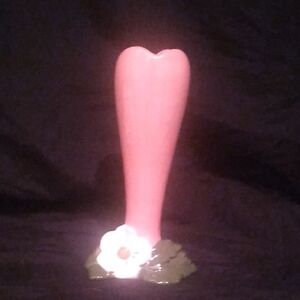Elegant Vintage 6.5" Pink Ceramic Vase with Floral Accent (B1)
